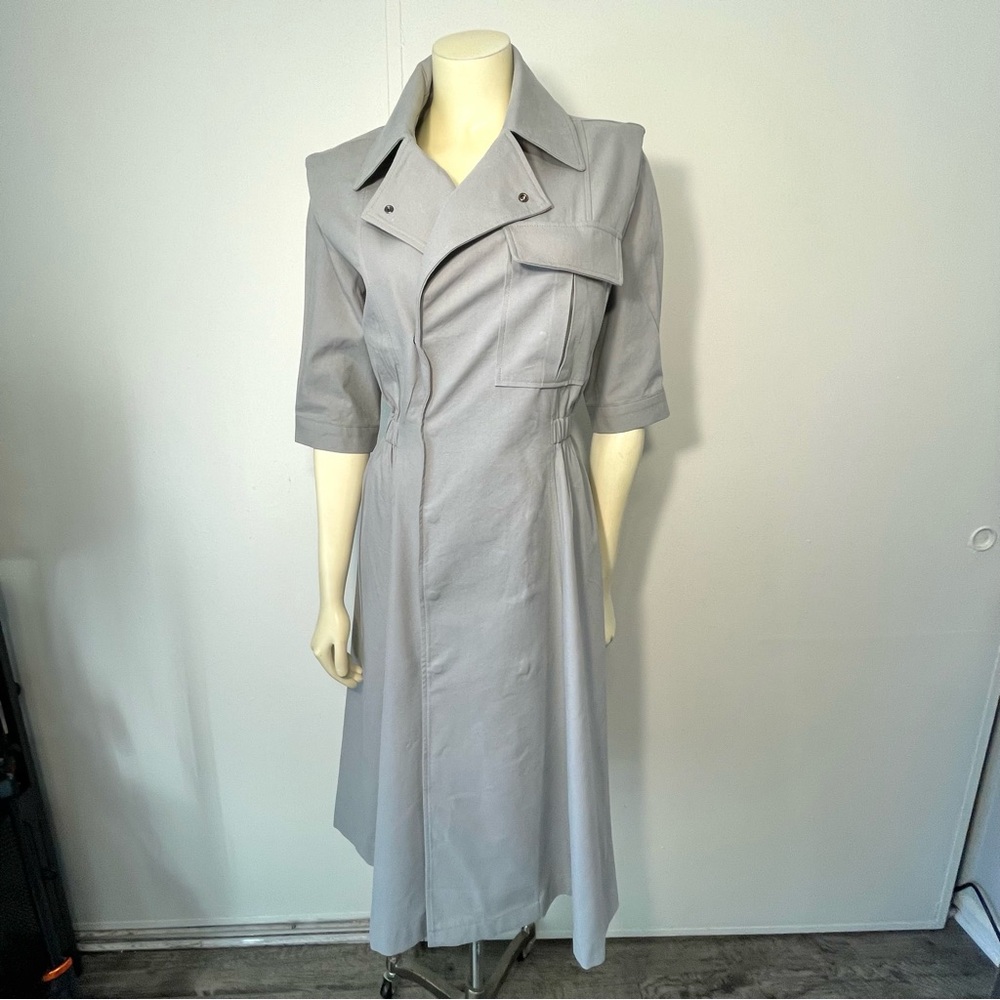 Pixie Market NWT Gray Elbow Sleeves Snap Trench Dress XS